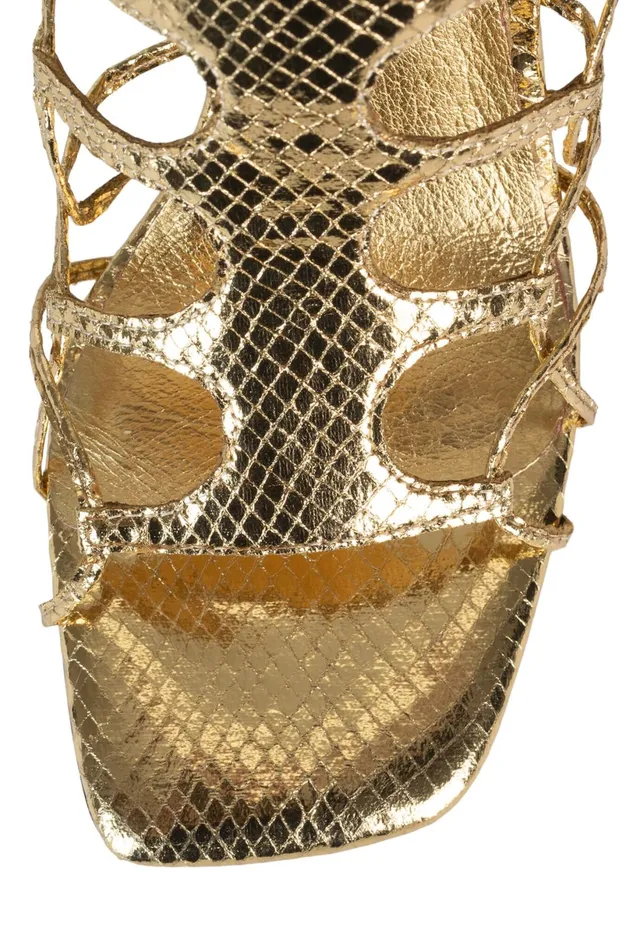Jeffrey Campbell LEFREAK Gold Metallic Snake Women Heel