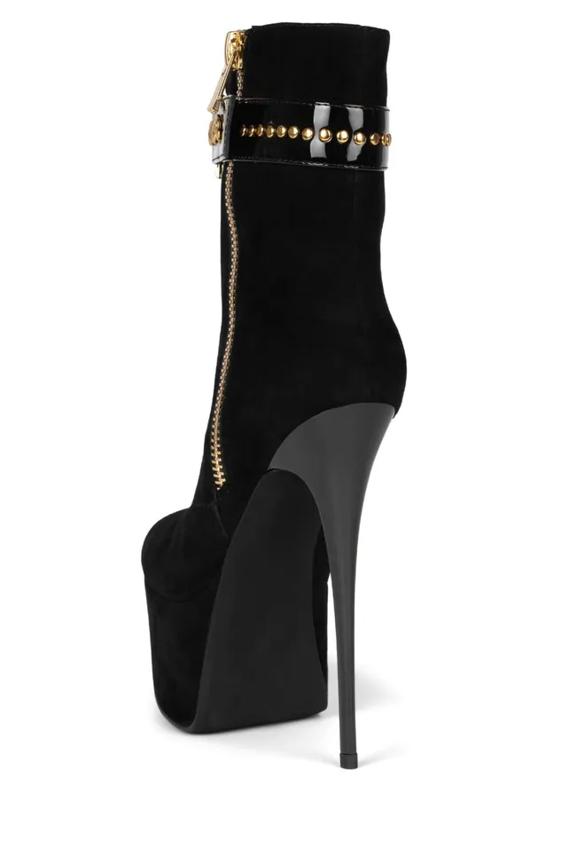 Jeffrey Campbell LEOLADY Red Suede Gold Women Boot