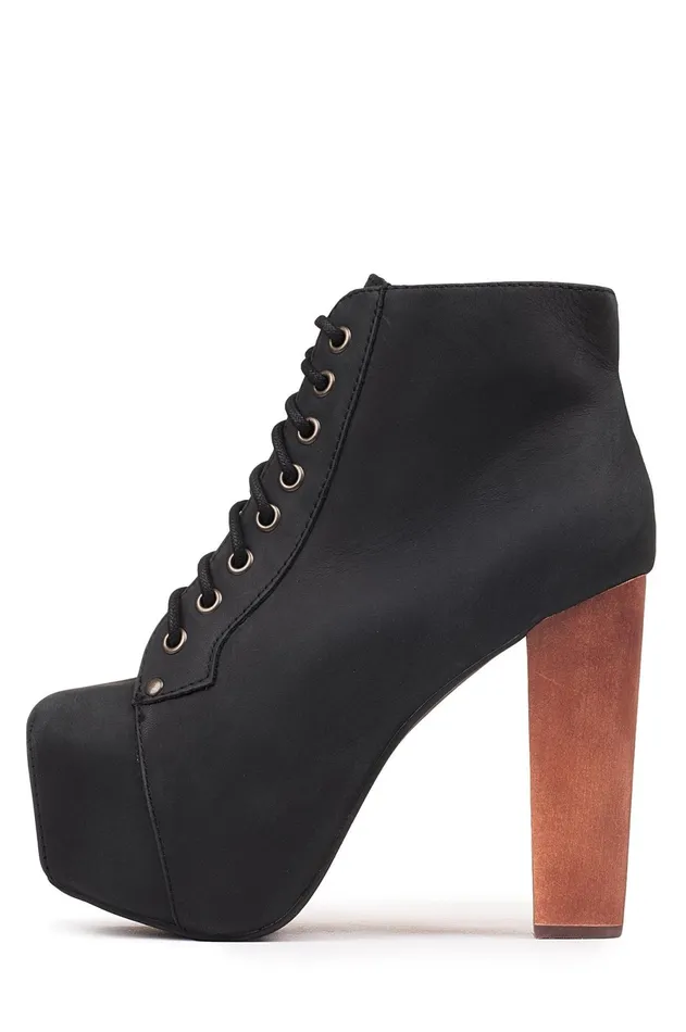 Jeffrey Campbell LITA Black Distressed Women Boot