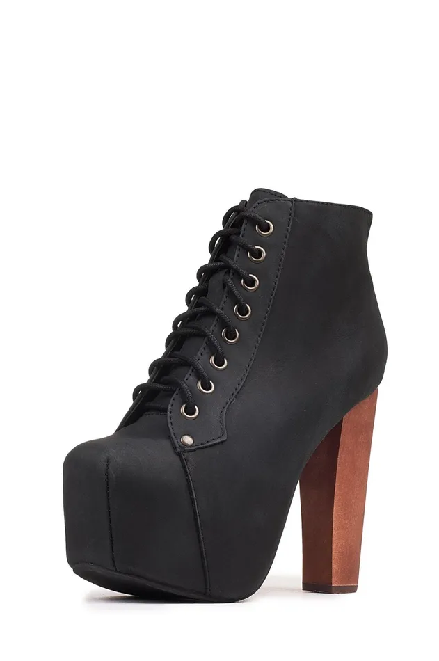 Jeffrey Campbell LITA Black Distressed Women Boot