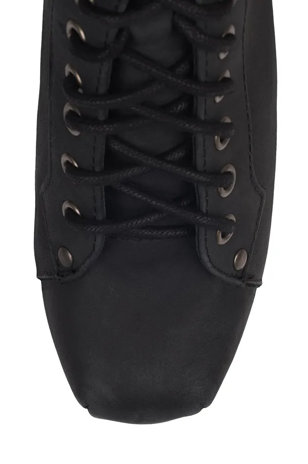 Jeffrey Campbell LITA Black Distressed Women Boot