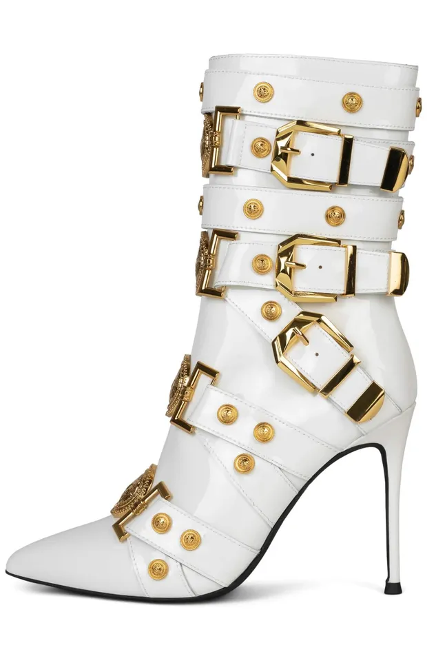 Jeffrey Campbell LOYALTY Black Patent Gold Women Ankle To Mid
