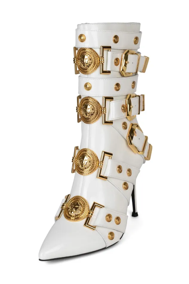 Jeffrey Campbell LOYALTY Black Patent Gold Women Ankle To Mid