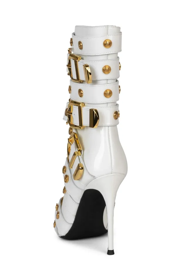 Jeffrey Campbell LOYALTY Black Patent Gold Women Ankle To Mid