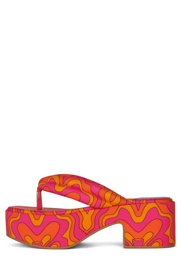 Jeffrey Campbell LUAU Fuchsia Multi Print Women Sandal