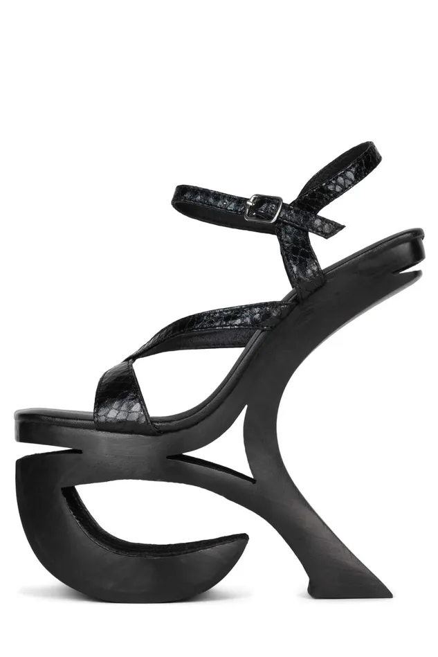 Jeffrey Campbell MISCHIEF Black Snake Women Sandal