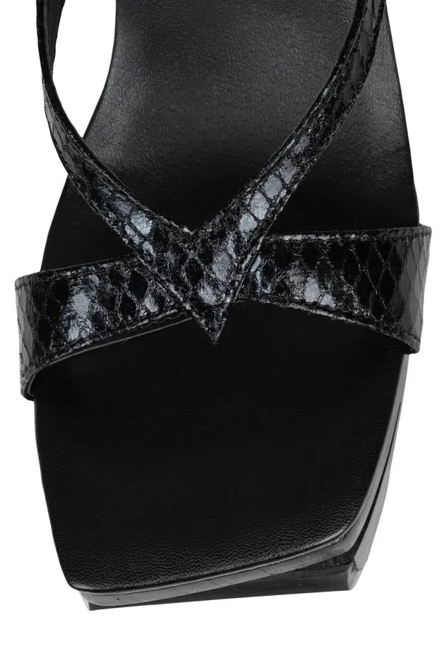 Jeffrey Campbell MISCHIEF Black Snake Women Sandal