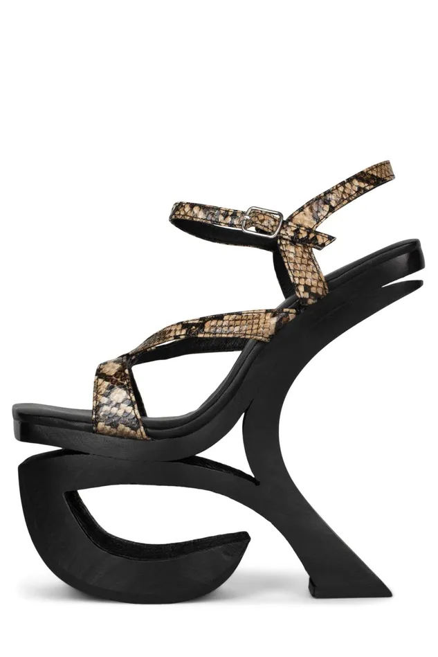 Jeffrey Campbell MISCHIEF Black Snake Women Sandal