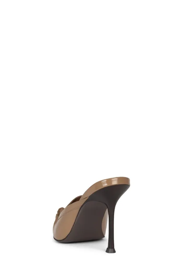 Jeffrey Campbell ONAWHIM Dark Beige Crinkle Patent Women Pump