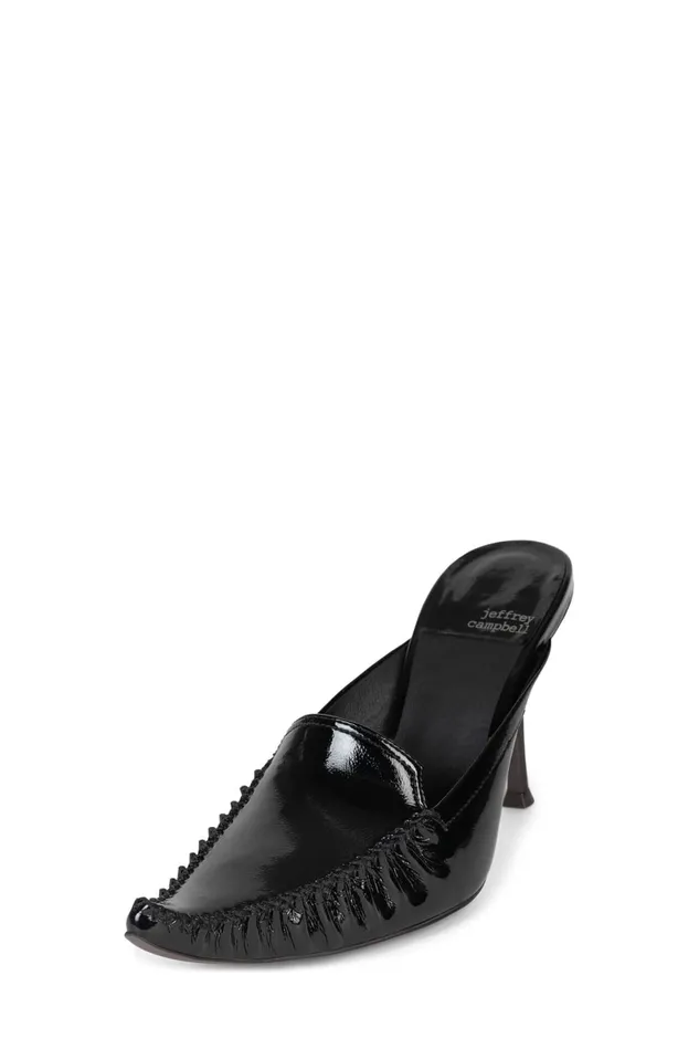Jeffrey Campbell ONAWHIM Dark Beige Crinkle Patent Women Pump