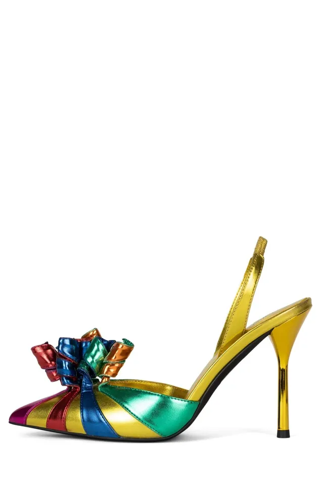 Jeffrey Campbell PARTYFAVOR Silver Metallic Black Women Pump