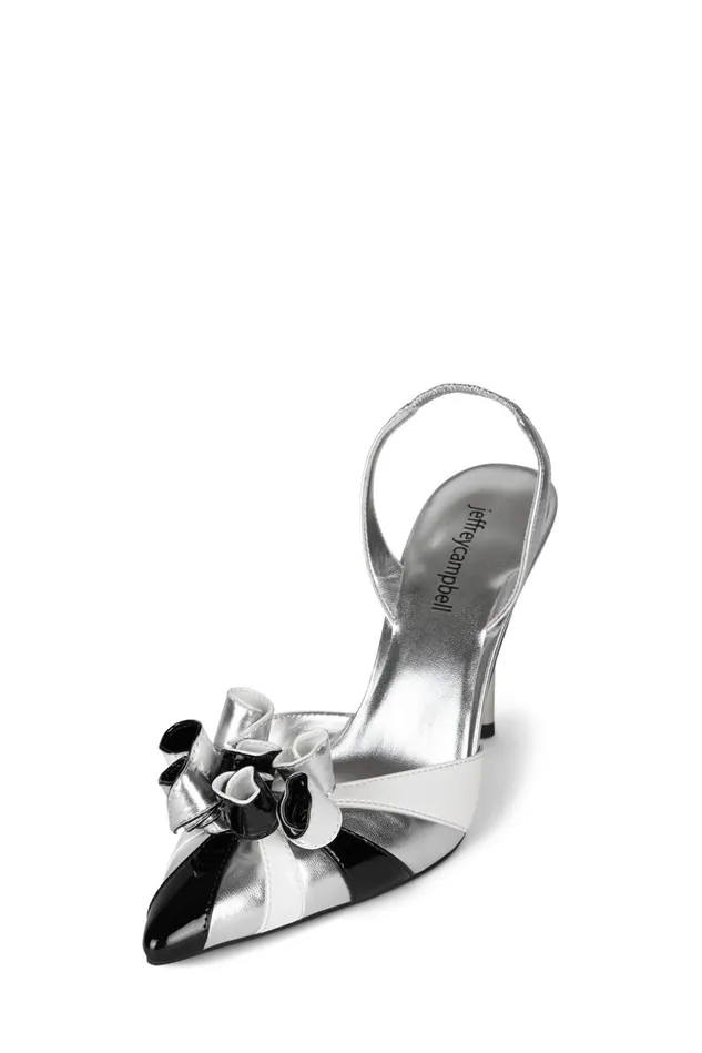 Jeffrey Campbell PARTYFAVOR Silver Metallic Black Women Pump