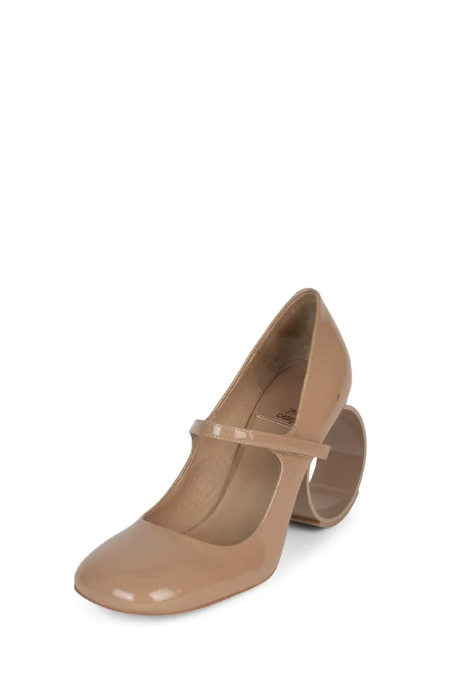 Jeffrey Campbell ROUNDIN Beige Patent Women Pump