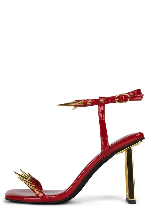 Jeffrey Campbell SHARPENUP Red Patent Gold Women Heel