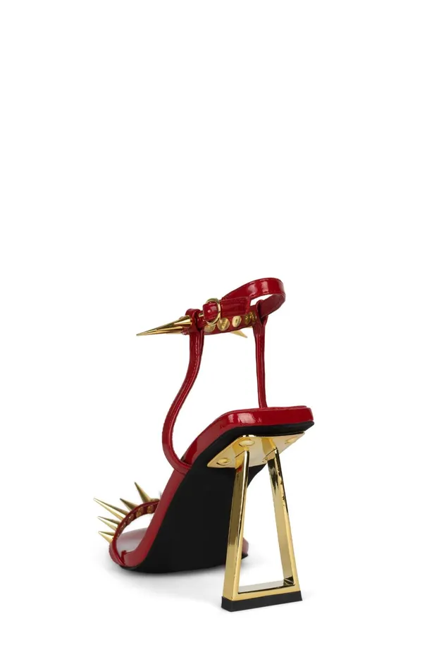 Jeffrey Campbell SHARPENUP Red Patent Gold Women Heel