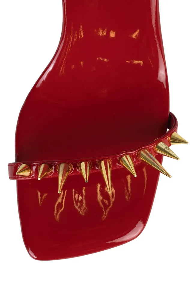 Jeffrey Campbell SHARPENUP Red Patent Gold Women Heel