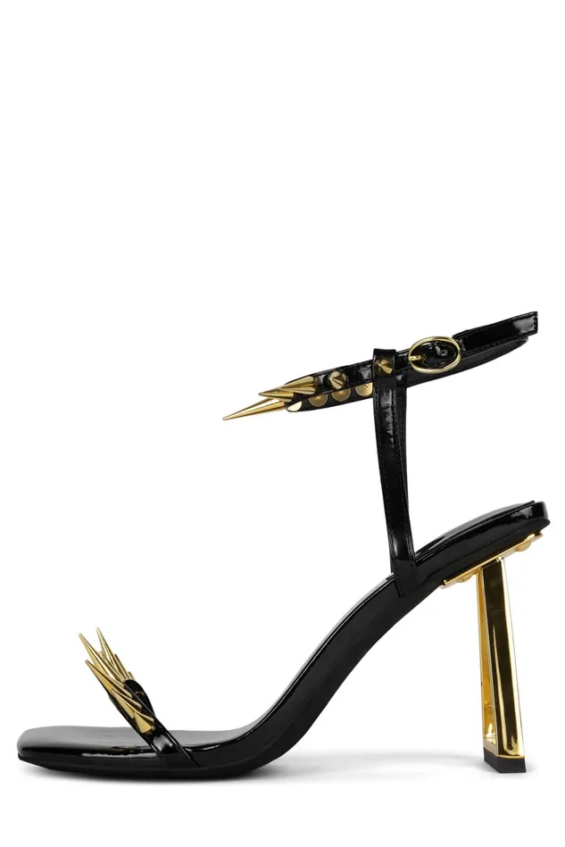 Jeffrey Campbell SHARPENUP Red Patent Gold Women Heel