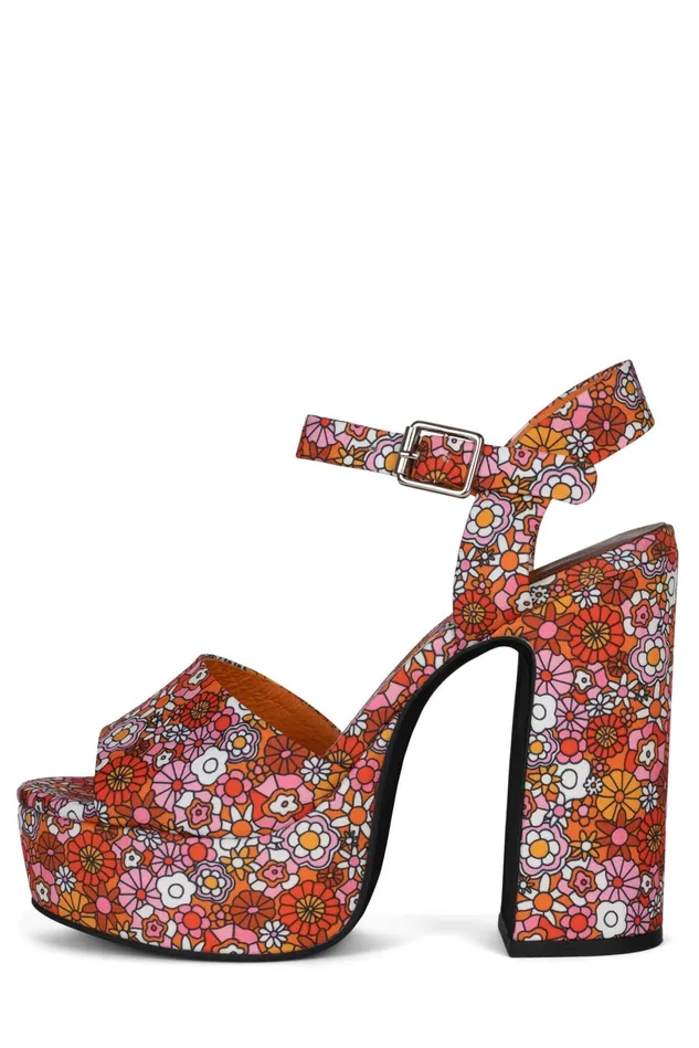 Jeffrey Campbell SUMMERS3 Red Pink Multi Floral Women Sandal