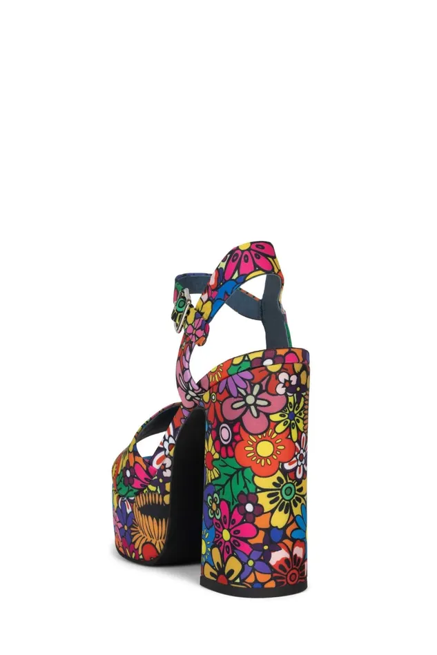 Jeffrey Campbell SUMMERS3 Red Pink Multi Floral Women Sandal
