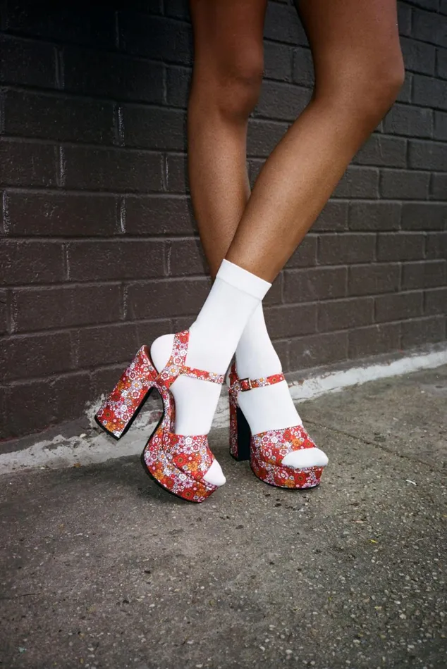 Jeffrey Campbell SUMMERS3 Red Pink Multi Floral Women Sandal