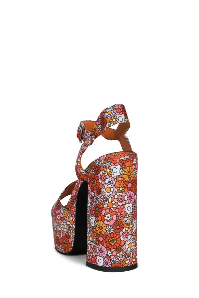 Jeffrey Campbell SUMMERS3 Red Pink Multi Floral Women Sandal