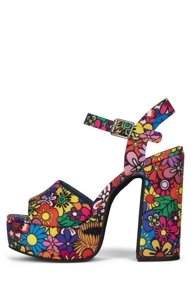 Jeffrey Campbell SUMMERS3 Red Pink Multi Floral Women Sandal