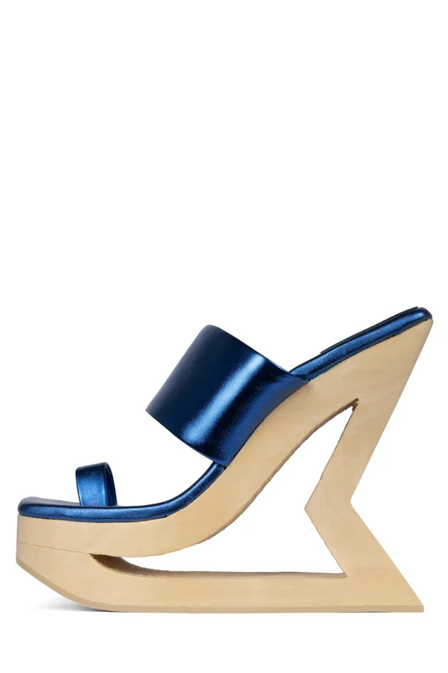 Jeffrey Campbell TRAPEZE Blue Metallic Women Sandal