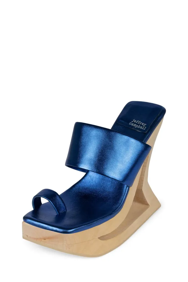Jeffrey Campbell TRAPEZE Blue Metallic Women Sandal