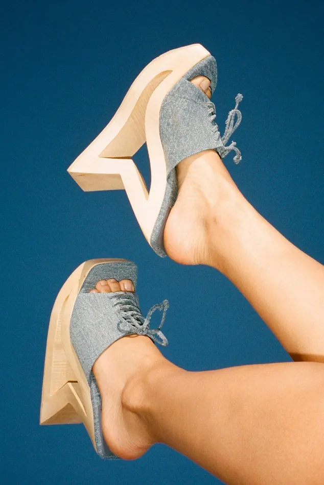 Jeffrey Campbell TRAPEZOID Pink Denim Women Sandal