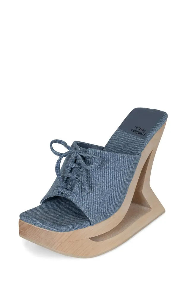 Jeffrey Campbell TRAPEZOID Pink Denim Women Sandal