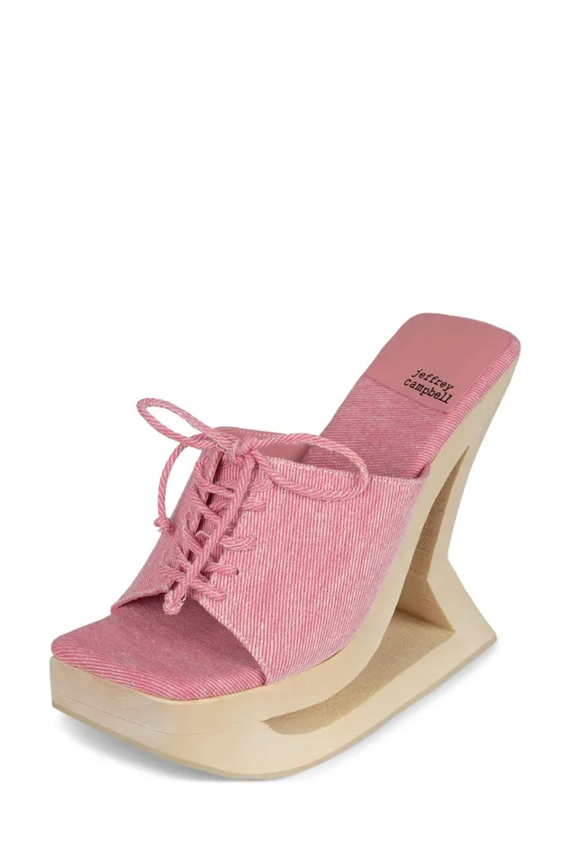 Jeffrey Campbell TRAPEZOID Pink Denim Women Sandal