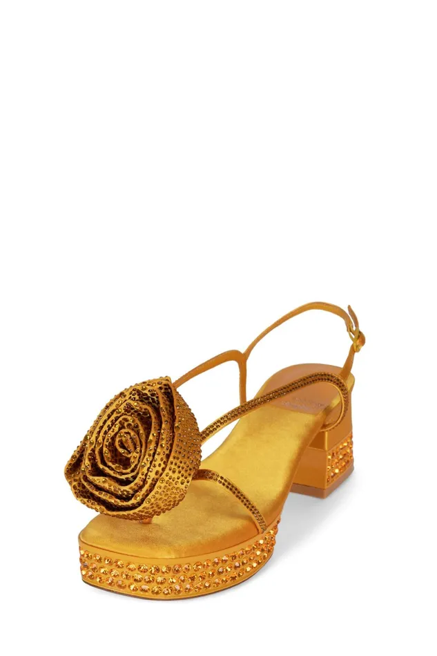 Jeffrey Campbell TRENDSETTR Yellow Satin Yellow Women Sandal