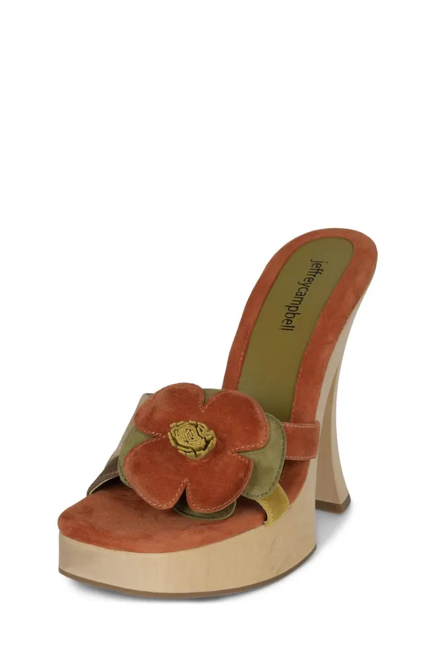 Jeffrey Campbell UGROWGRL Brown Khaki Suede Combo Women Sandal