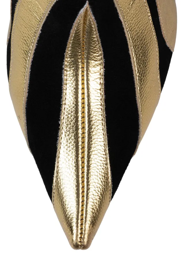 Jeffrey Campbell UNTAMED Black Suede Gold Women Boot