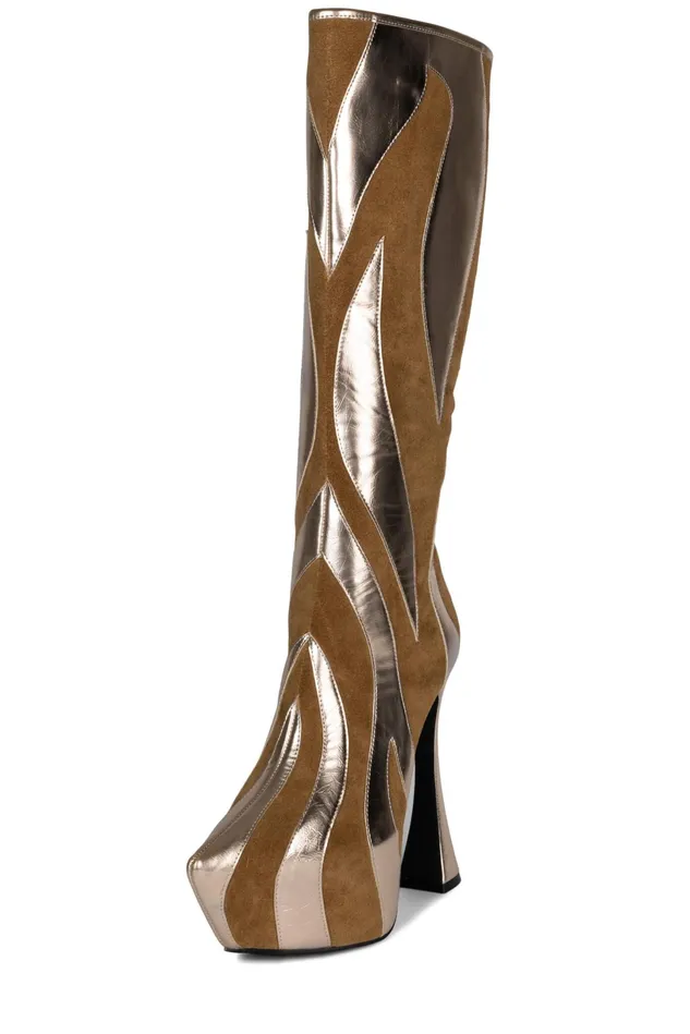 Jeffrey Campbell UNTAMED Black Suede Gold Women Boot