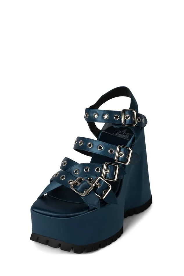 Jeffrey Campbell VOIDOID Blue Satin Women Sandal
