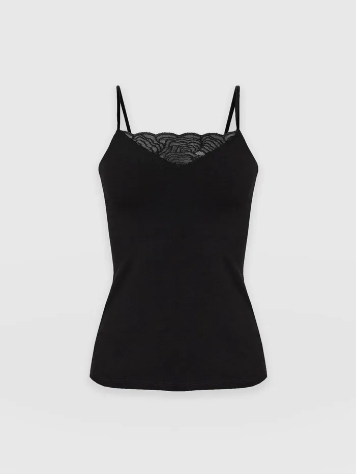 Jersey Lace Cami 8211 Black Black Women Saint And Sofia TShirts and Tanks