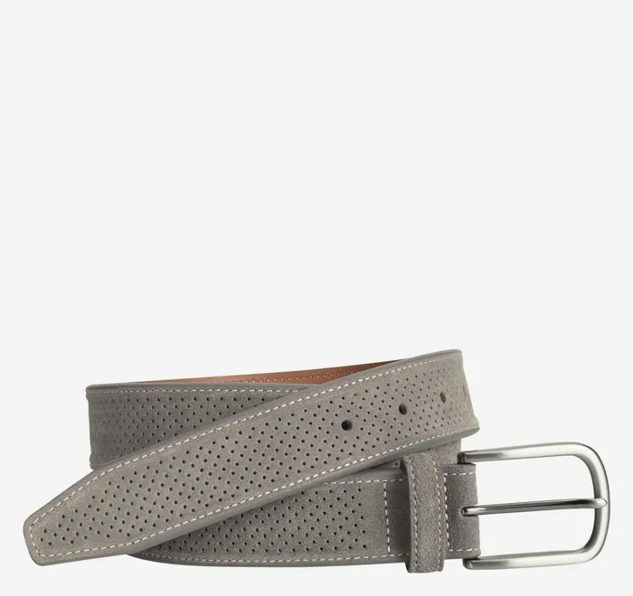 JohnstonandMurphy Belts Perfed Suede Belt Gray 8211 Men