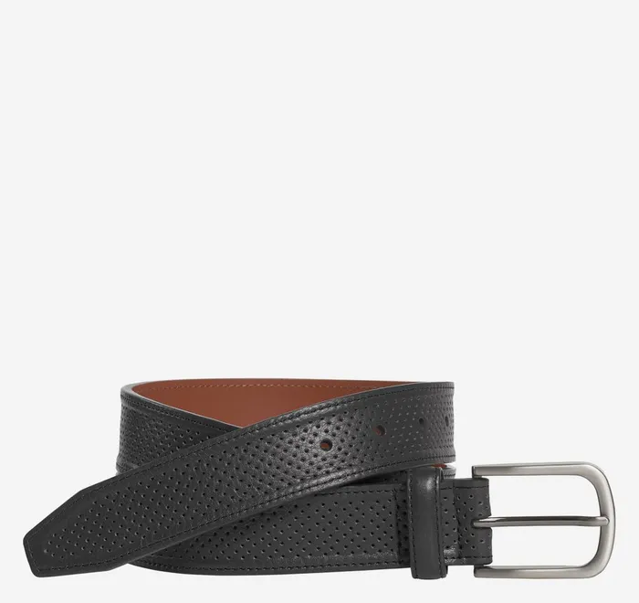 JohnstonandMurphy Belts Soft Perforated Leather Belt Black 8211 Men