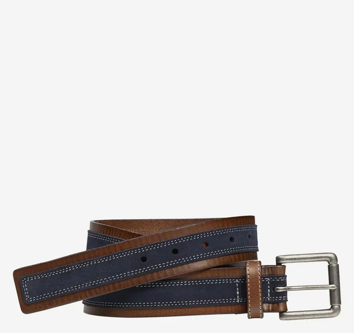 JohnstonandMurphy Belts Suede Overlay Belt Brownnavy 8211 Men