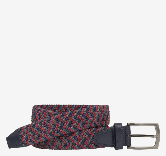 JohnstonandMurphy Belts Woven StretchKnit Belt Rednavygray 8211 Men