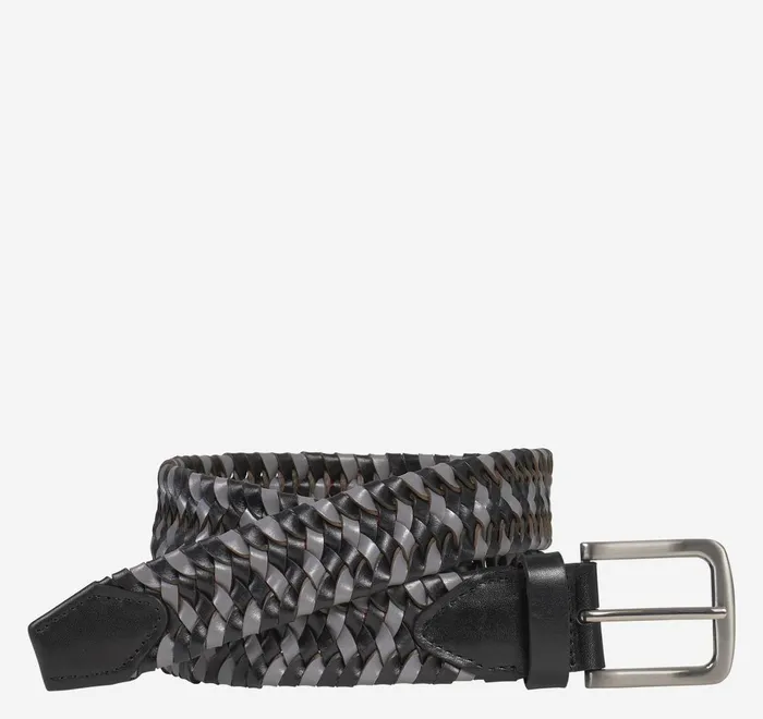 JohnstonandMurphy Belts Woven StretchLeather Belt Blackgray 8211 Men