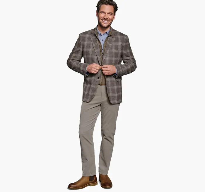 JohnstonandMurphy Blazers Wool Bib Blazer Taupe Plaid 8211 Men JohnstonandMurphy Blazers Wool Bib Blazer Taupe Plaid 8211 Men