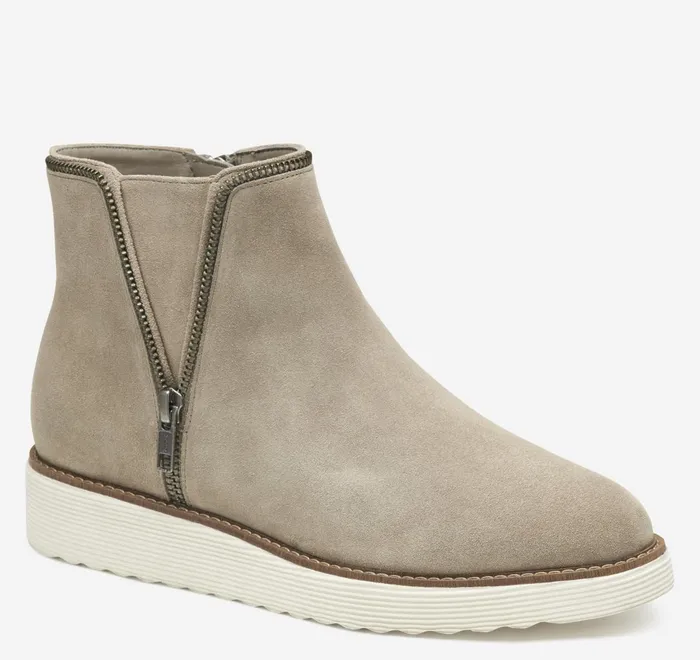 JohnstonandMurphy Boots and Booties Mitzi Zipper Bootie Taupe Suede 8211 Women JohnstonandMurphy Boots and Booties Mitzi Zipper Bootie Taupe Suede 8211 Women