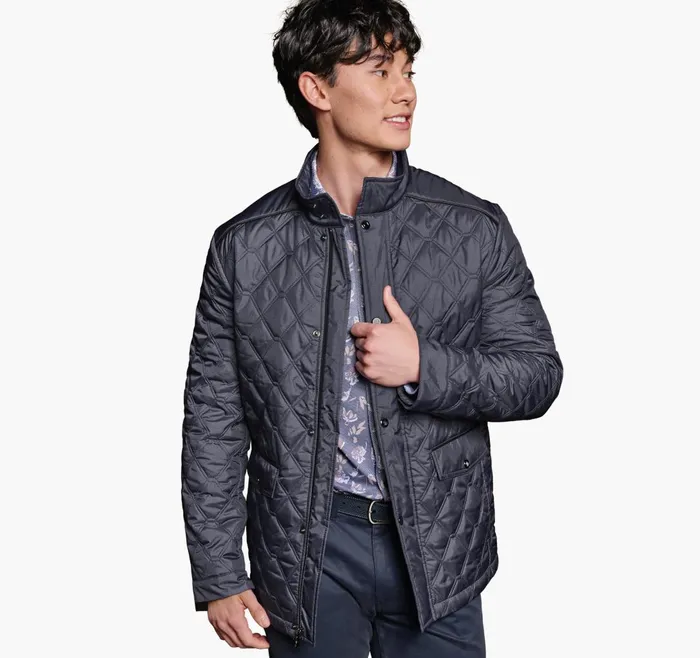 JohnstonandMurphy Coats Jackets and Vests Print Quilted Jacket Blue 8211 Men