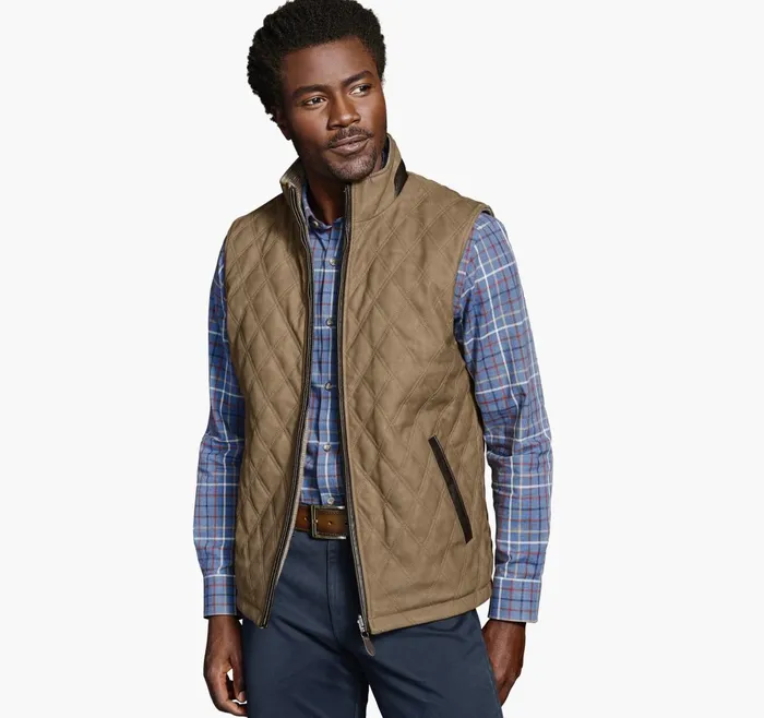 JohnstonandMurphy Coats Jackets and Vests Upton Reversible Vest Camellight Brown 8211 Men