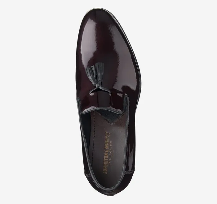 JohnstonandMurphy Formal Shoes Highland Tassel SlipOn Loafer Burgundy Italian Textured Patent 8211 Men JohnstonandMurphy Formal Shoes Highland Tassel SlipOn Loafer Burgundy Italian Textured Patent 8211 Men