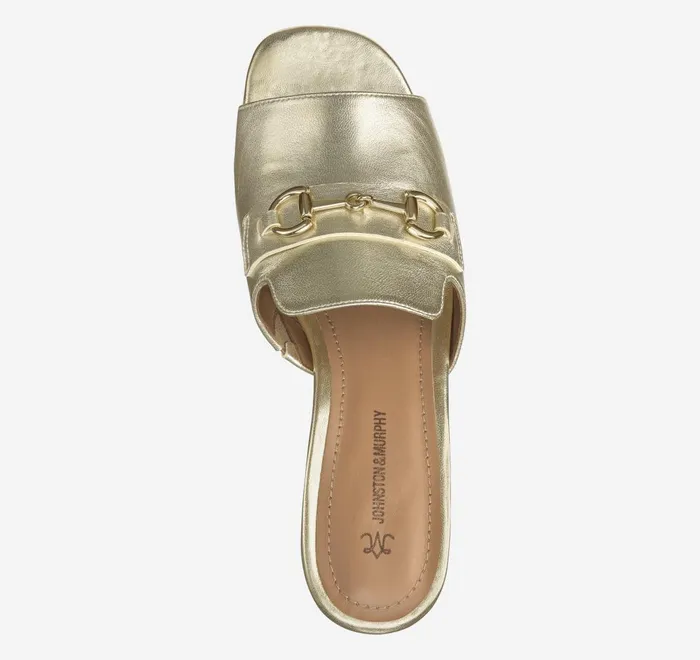 JohnstonandMurphy Heels and Platform Wedges Edith Bit Slide Gold Metallic Sheepskin 8211 Women JohnstonandMurphy Heels and Platform Wedges Edith Bit Slide Gold Metallic Sheepskin 8211 Women