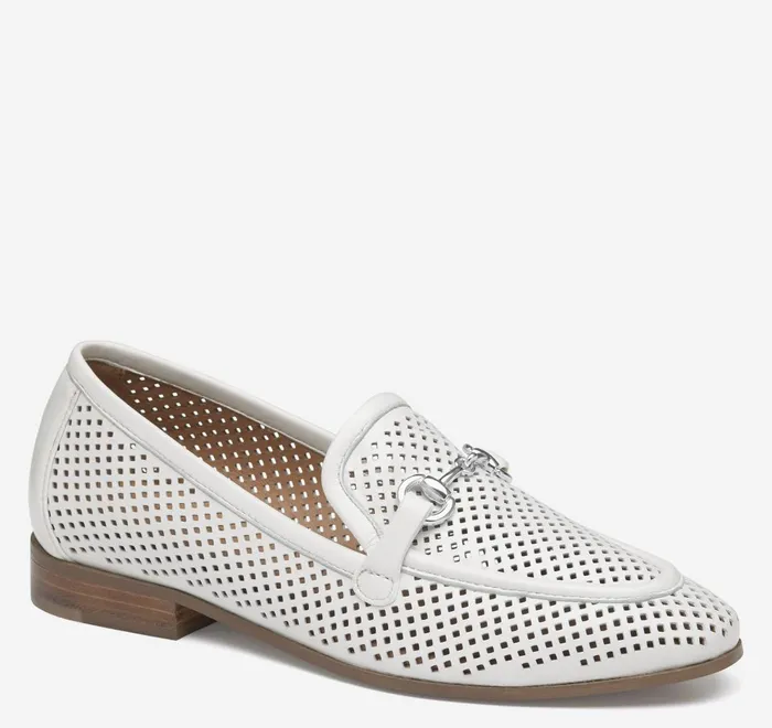 JohnstonandMurphy Mules and Loafers Ali Perfed Bit Loafer White Glove Leather 8211 Women JohnstonandMurphy Mules and Loafers Ali Perfed Bit Loafer White Glove Leather 8211 Women