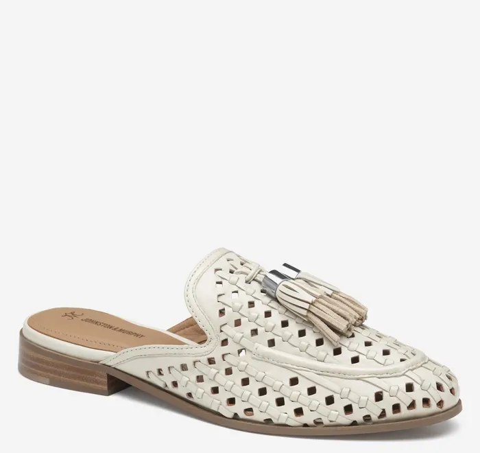 JohnstonandMurphy Mules and Loafers Ali Woven Tassel Mule Bone Glove Leather 8211 Women JohnstonandMurphy Mules and Loafers Ali Woven Tassel Mule Bone Glove Leather 8211 Women